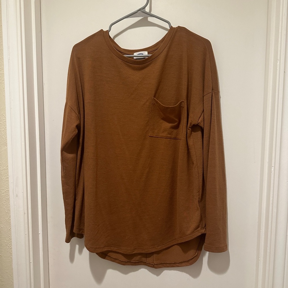 Old Navy Mustard Yellow Long Sleeve Pocket Tee Shirt
